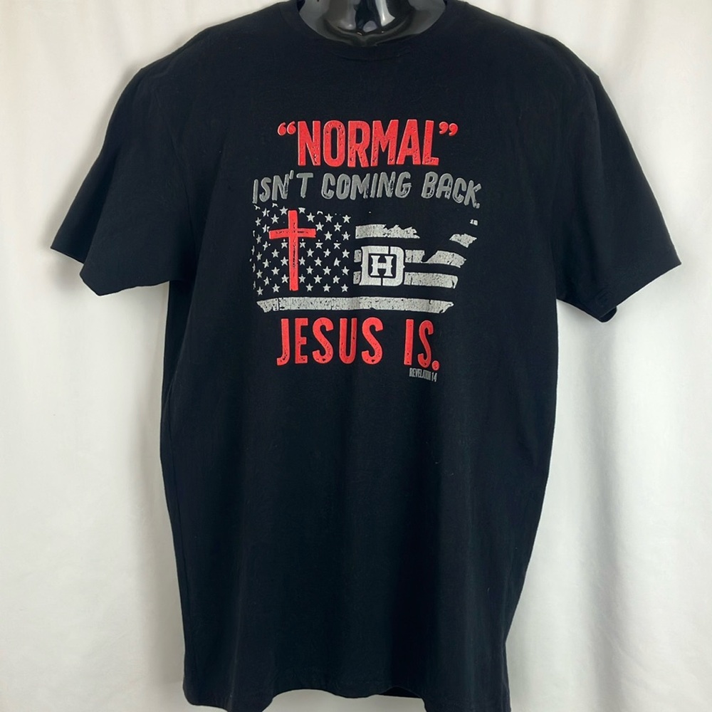 Black ”Normal isn’t Coming Back. Jesus is. Short sleeve Graphic T-Shirt size L
